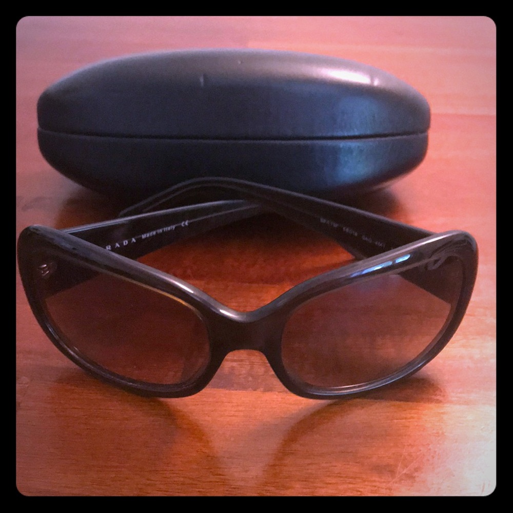 Vintage Prada Y2K Army Green Oversize Shades with Case Dark Olive Sunglasses 00s